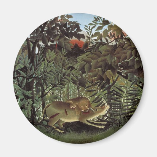 Hondenlion van Henri Rousseau,  dier in het wild Magneet (Voorkant)
