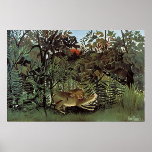 Hondenlion van Henri Rousseau,  dier in het wild Poster