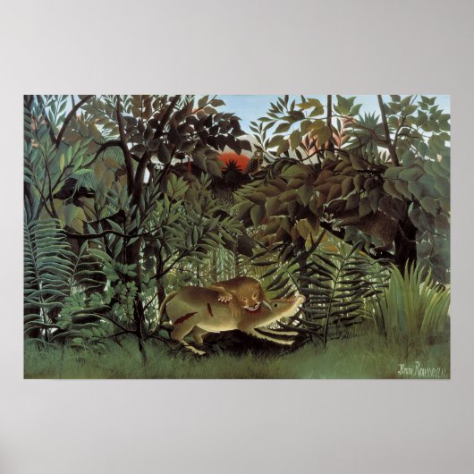 Hondenlion van Henri Rousseau,  dier in het wild Poster (Voorkant)