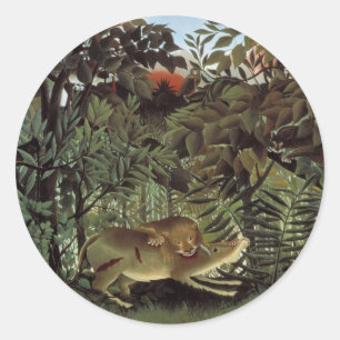 Hondenlion van Henri Rousseau,  dier in het wild Ronde Sticker
