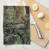 Hondenlion van Henri Rousseau,  dier in het wild Theedoek (Quarter Fold)