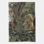 Hondenlion van Henri Rousseau,  dier in het wild Theedoek (Verticaal)