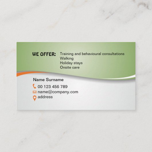 Hondenloop en trainingsdiensten visitekaartje (Achterkant)