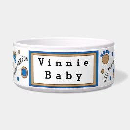 Hondenmand Blue Bowl Large "Will Play for Food" Voerbakje