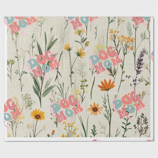 Hondenmoeder Bloemen Cadeaupapier (Vlak)