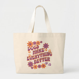Hondenmoeder hondenliefhebber groovy herbruikbaar grote tote bag