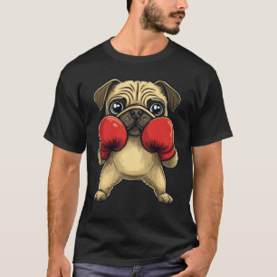 Hondenmopshond verkleed als bokser Grappig Boksen T-shirt
