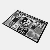 Hondenmotief in bento grid pop art stijl zwart wit deurmat (Schuin)