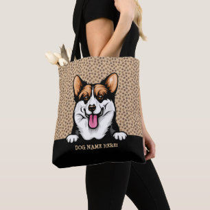 Hondennaam of Jouw naam, Pembroke Welsh Corgi + Pa Tote Bag