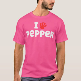 Hondennaam Pepper Paw Love Schattigee huisdiereige T-shirt