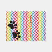  hondennaam Rainbow Chevron Paw Print Fleece Deken (Voorkant (Horizontaal))
