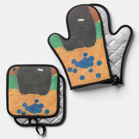 Hondenneus en bosbes ovenwant & pannenlap set (Voorkant / Achterkant)