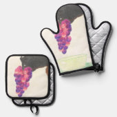 Hondenneus en druif ovenwant & pannenlap set (Voorkant / Achterkant)