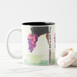 Hondenneus en druif tweekleurige koffiemok