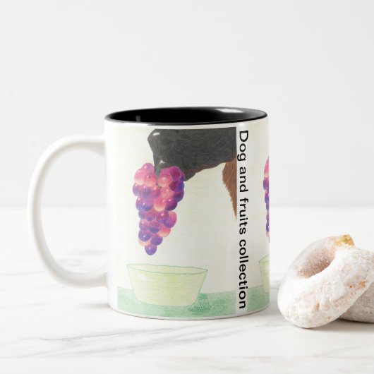 Hondenneus en druif tweekleurige koffiemok (Met donut)