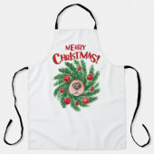Hondenneus Kerstkrans Schort (Voorkant)