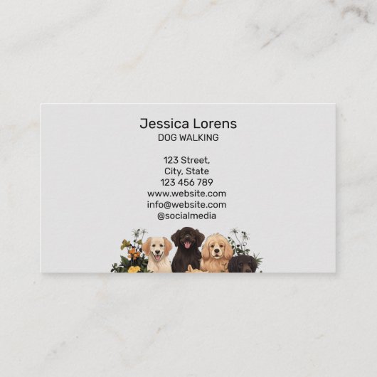  hondenoppas, huisdierverzorger, dierenarts visitekaartje (Achterkant)