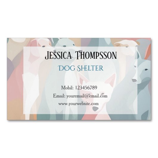 Hondenopvang Minimalistische Pasteldieren Illustra Magnetisch Visitekaartje (Voorkant)