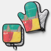 Hondenoren en peper ovenwant & pannenlap set (Voorkant / Achterkant)