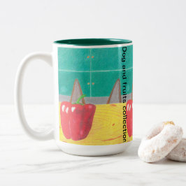 Hondenoren en peper tweekleurige koffiemok