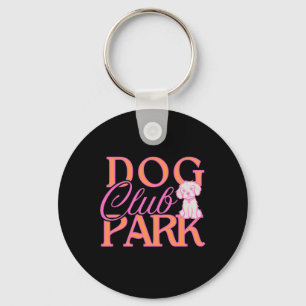 Hondenparkclub in heet roze en Sinaasappel – Schat Sleutelhanger