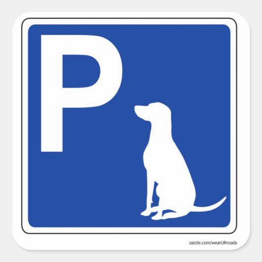 Hondenparking Europese verkeersbord Sticker (Voorkant)