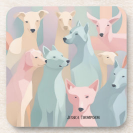 Hondenpatroon Pastel Kleuren Minimalistische illus Bier Onderzetter