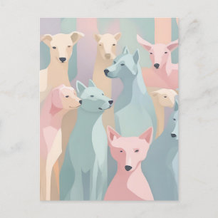 Hondenpatroon Pastel Kleuren Minimalistische illus Briefkaart