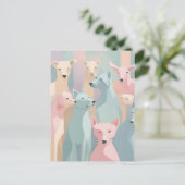 Hondenpatroon Pastel Kleuren Minimalistische illus Briefkaart (Staand voorkant)