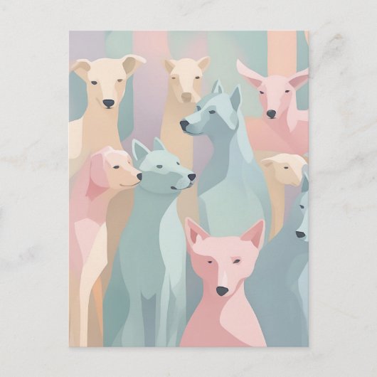 Hondenpatroon Pastel Kleuren Minimalistische illus Briefkaart (Voorkant)