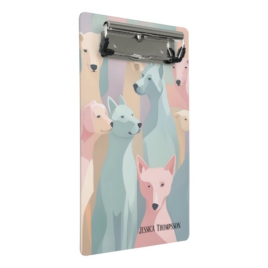 Hondenpatroon Pastel Kleuren Minimalistische illus Mini Klembord (Schuin)