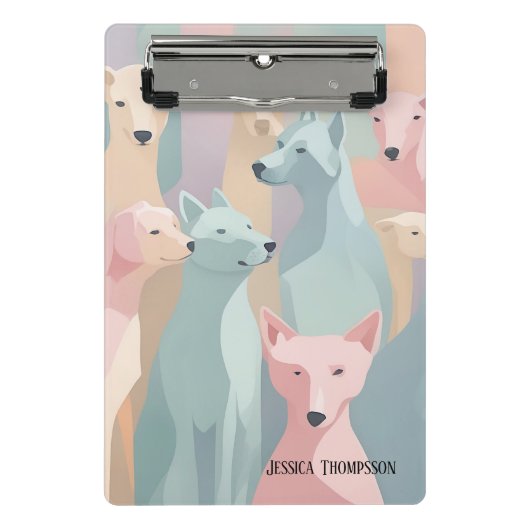 Hondenpatroon Pastel Kleuren Minimalistische illus Mini Klembord (Voorkant)