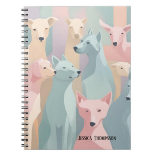 Hondenpatroon Pastel Kleuren Minimalistische illus Notitieboek