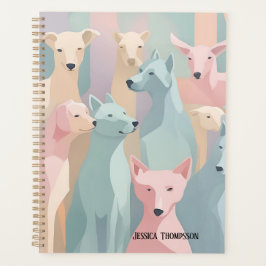 Hondenpatroon Pastel Kleuren Minimalistische illus Planner
