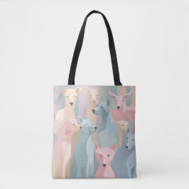 Hondenpatroon Pastel Kleuren Minimalistische illus Tote Bag