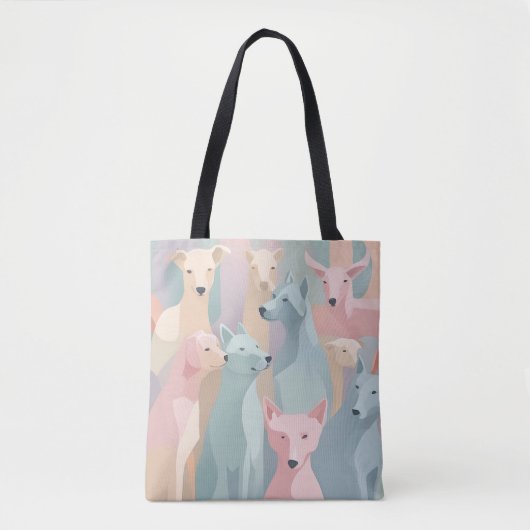 Hondenpatroon Pastel Kleuren Minimalistische illus Tote Bag (Voorkant)
