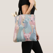 Hondenpatroon Pastel Kleuren Minimalistische illus Tote Bag (Dichtbij)