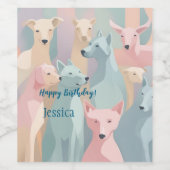 Hondenpatroon Pastel Kleuren Minimalistische illus Wijn Etiket (Enkel label)