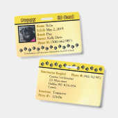Hondenpenning ID-kaart - gele Badge (Voor- en achterkant)