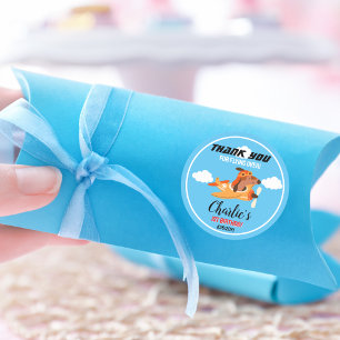 Hondenpiloot Vliegend Vliegtuig, Leuke Verjaardag  Ronde Sticker