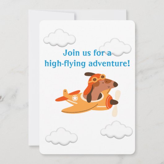 Hondenpiloot Vliegend Vliegtuig, Schattige Fun Kid Kaart (Voorkant)