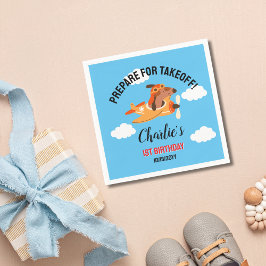 Hondenpiloot vliegt met vliegtuig, Schattigee Kind Servet