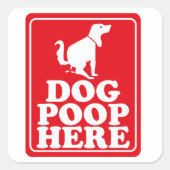 Hondenpoep hier vierkante sticker (Voorkant)