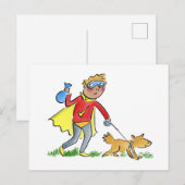 Hondenpoepheld Briefkaart (Voorkant / Achterkant)