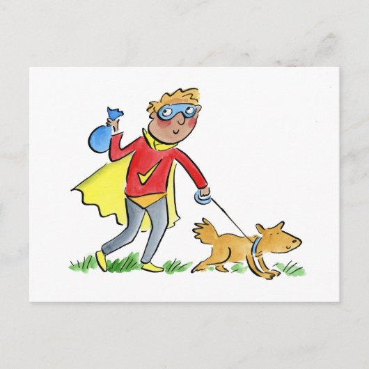 Hondenpoepheld Briefkaart (Voorkant)