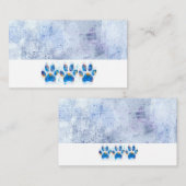 hondenpoot drukt blauw en wit waterverf ontwerp af visitekaartje (Voorkant / Achterkant)