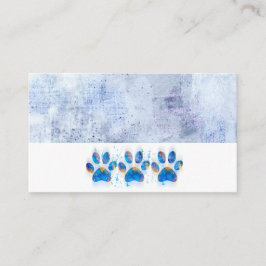 hondenpoot drukt blauw en wit waterverf ontwerp af visitekaartje