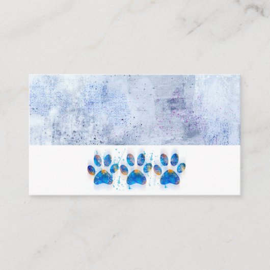 hondenpoot drukt blauw en wit waterverf ontwerp af visitekaartje (Voorkant)