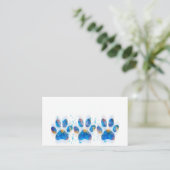hondenpoot drukt blauw en wit waterverf ontwerp af visitekaartje (Staand voorkant)