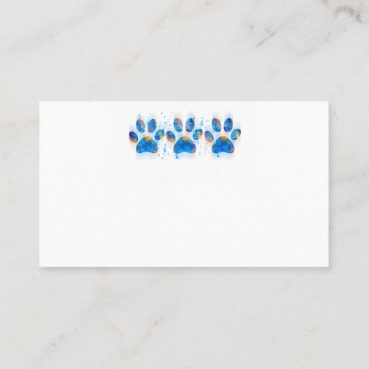 hondenpoot drukt blauw en wit waterverf ontwerp af visitekaartje (Achterkant)